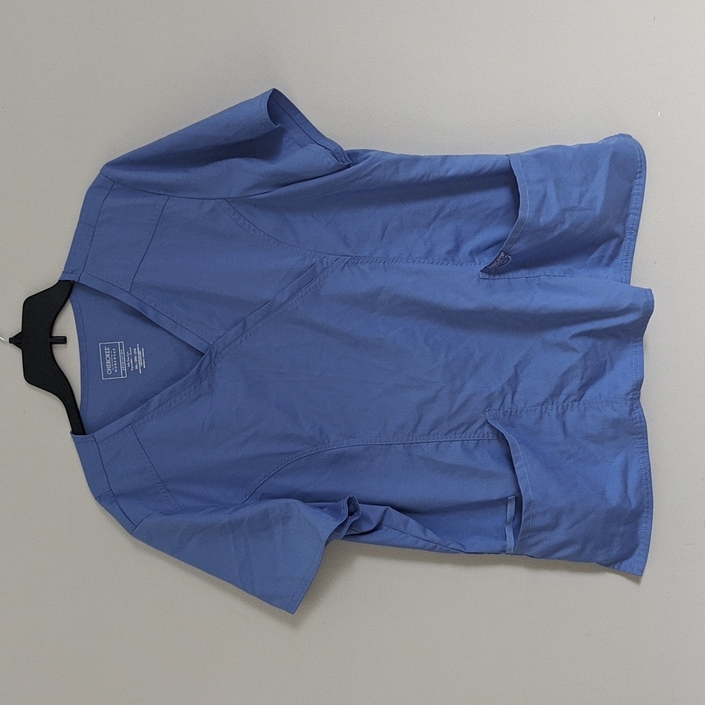 Cherokee workwear ceil blue scrub top